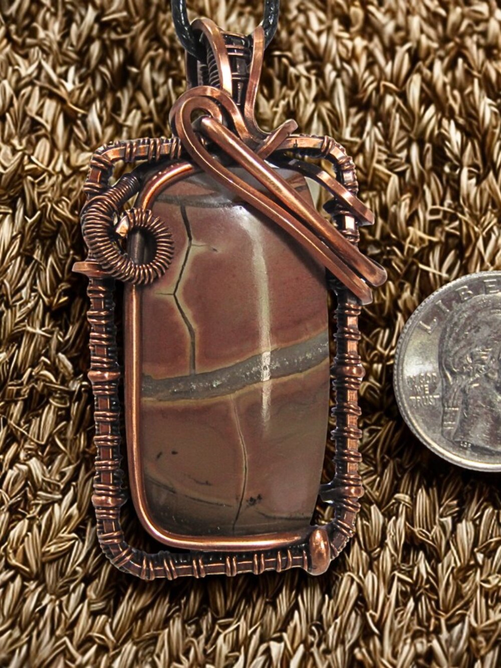 Handmade Wire Wrapped Septarian Stone crystal. Also known as the "Dragon Stone" - Picture 7 of 7